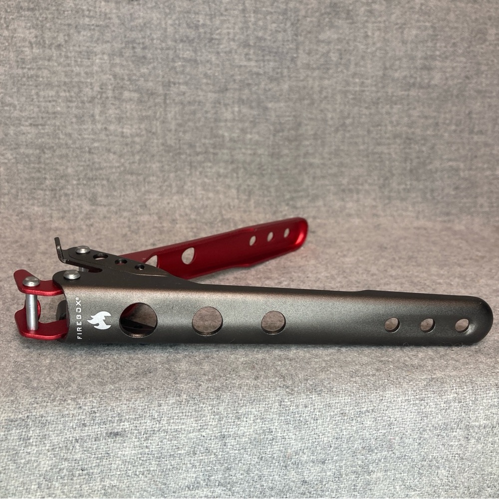 Firebox Pan Handle Camping Pot Grip Grabber Cooking Titanium Red Ultralight EUC